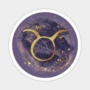 Taurus gold symbol with constellation on watercolor Magnet